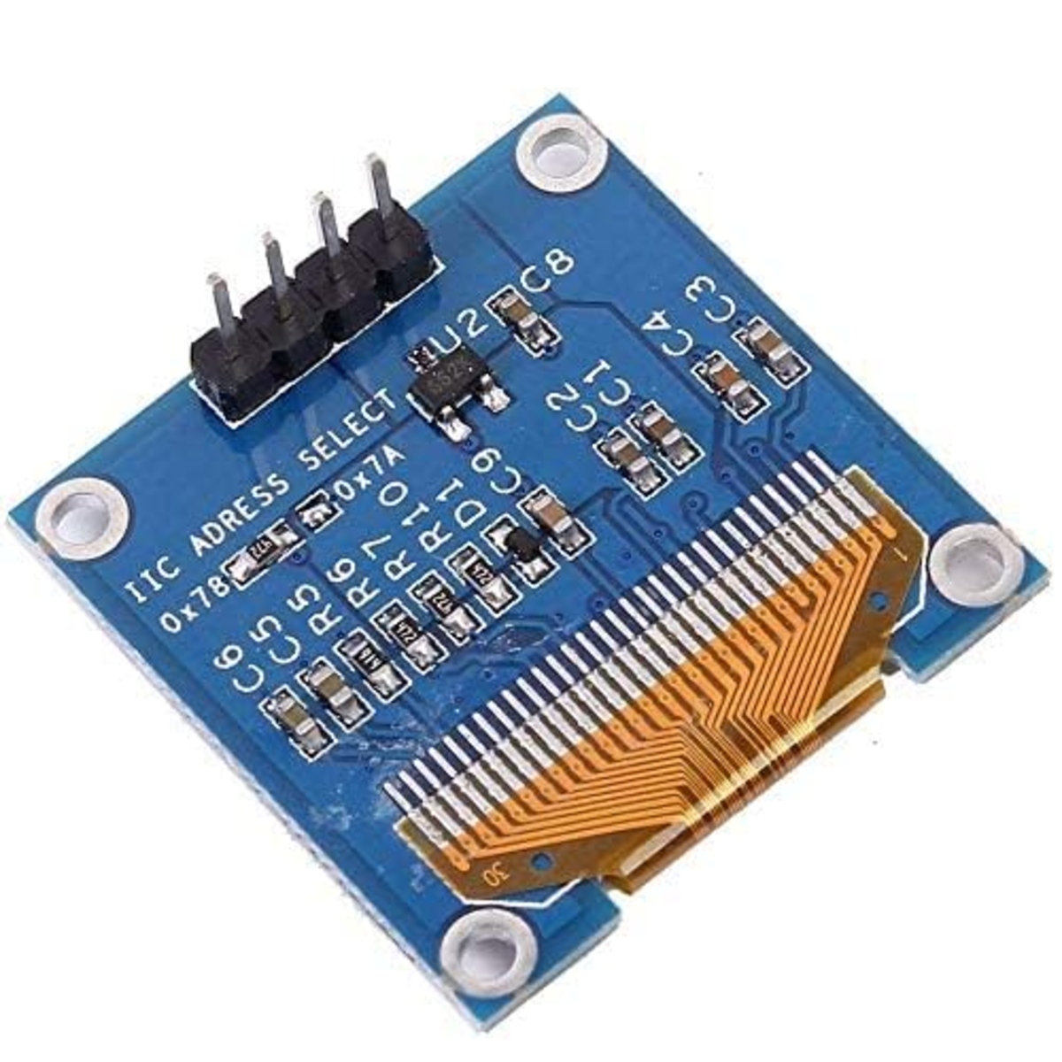 0.96 Inch OLED Display Module 128x64 Blue 4-Pin (I2C/SPI, SSD1306, 3.3V-5V OLED Screen) image 2