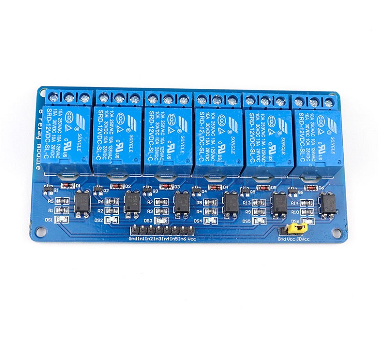 6 Channel 12V Relay Module with Optocoupler Isolation (6-Channel Opto-Isolated Relay Board) image 2