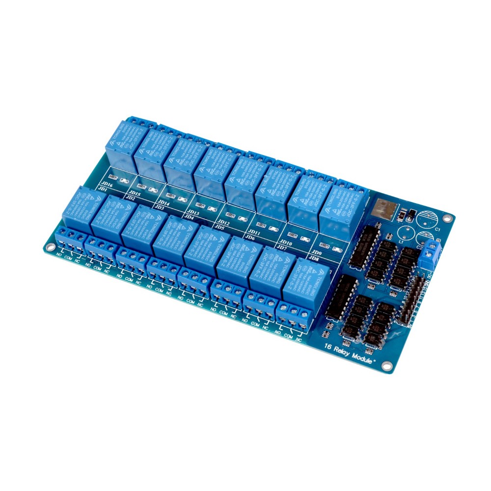 16 Channel 12V Relay Module with Optocoupler Isolation (16-Channel Opto-Isolated Relay Board) image 1