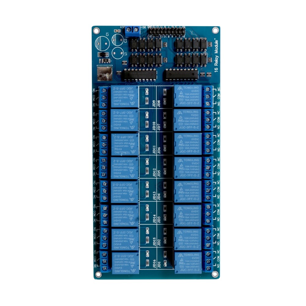 16 Channel 12V Relay Module with Optocoupler Isolation (16-Channel Opto-Isolated Relay Board) image 2