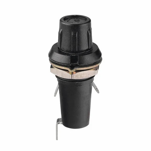 ELCOM FH1-1R-03 Black Panel Mount Fuse Holder for 5×20mm Fuse (Screw Cap, 6.3A 250V AC) image 1