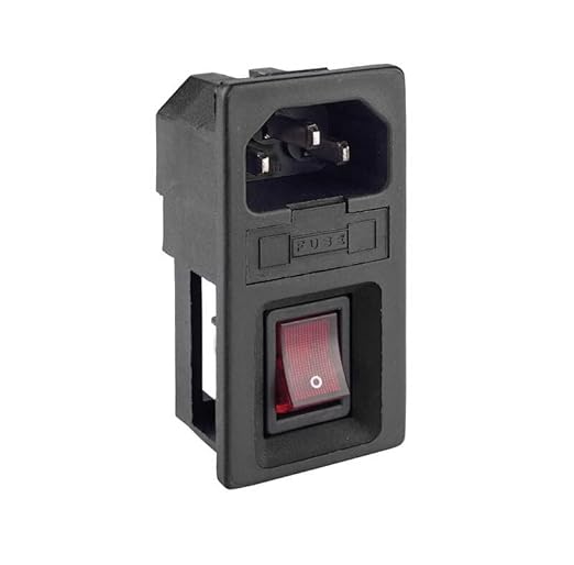 ELCOM EMI-12-04-IFM3 Mains Inlet Snap Mounting with Fuse Cap and Illuminated Red Switch (AC Power Entry Module) image 1
