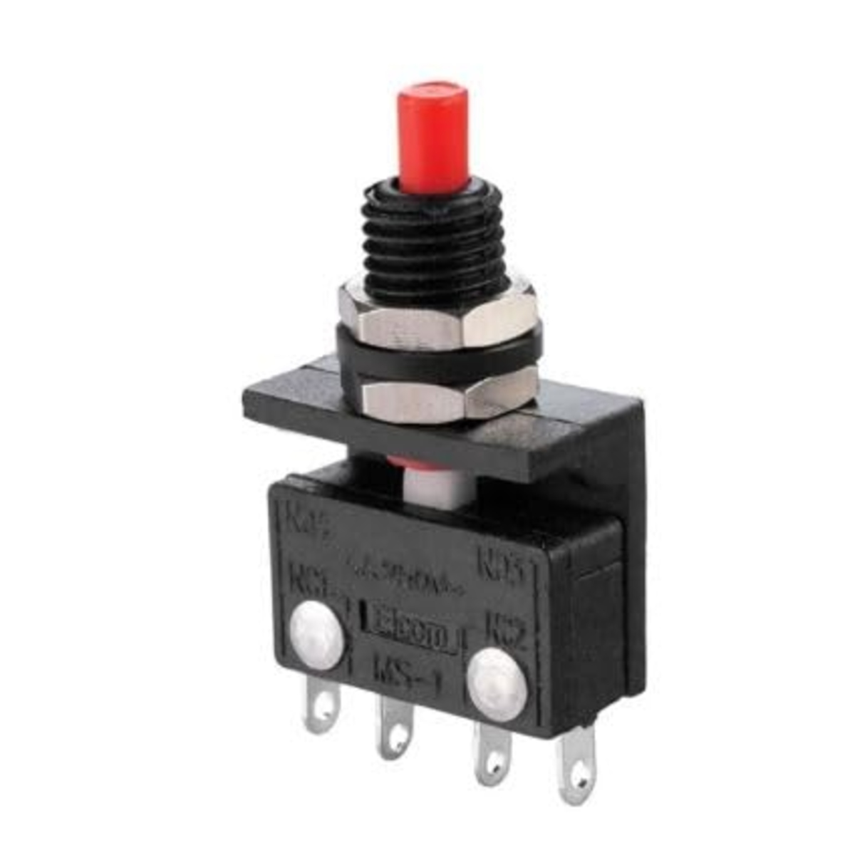 ELCOM PMS-1-04 Red Panel Mount Micro Switch (SPDT Momentary Push Button Switch) image 1