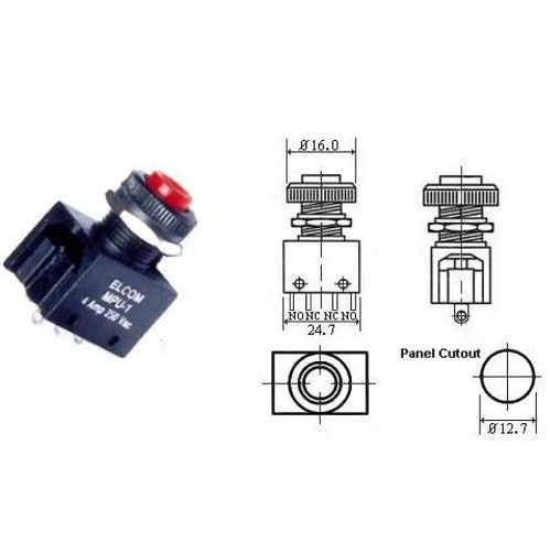 ELCOM Micro Power (Unshrouded CAP) MPU-1-04 Switch-RED image 3