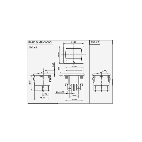 ELCOM RSF-22/KRSF 2204 7 03 DPDT Rocker Switch (Non-Illuminated Panel Mount Switch) image 2