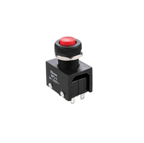 ELCOM MPU-2-04 Red Micro Power Switch Unshrouded Cap DPDT Momentary Push Button Switch (4A 250V AC Panel Mount) image 1