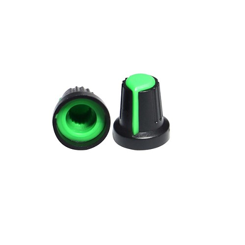 Plastic Potentiometer Knob 6mm With Buffer And Knurled Adapter - GREEN image 3