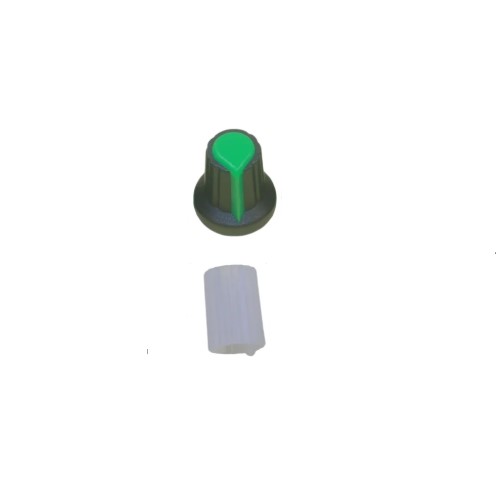 Plastic Potentiometer Knob 6mm With Buffer And Knurled Adapter - GREEN image 1