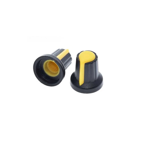 Plastic Potentiometer Knob 6mm With Buffer And Knurled Adapter -YELLOW image 3