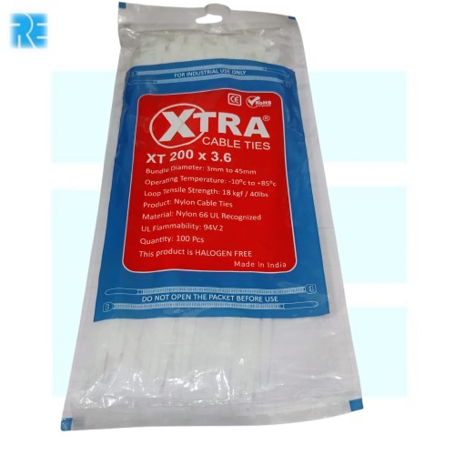 Nylon Cable Ties - 200 x 3.6mm Pack of 100pcs image 1