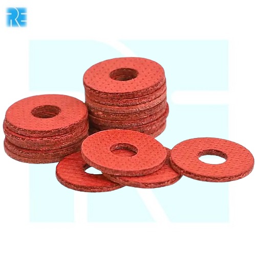 Flat Red Fiber Washer M3 x 8mm x 0.8mm image 2