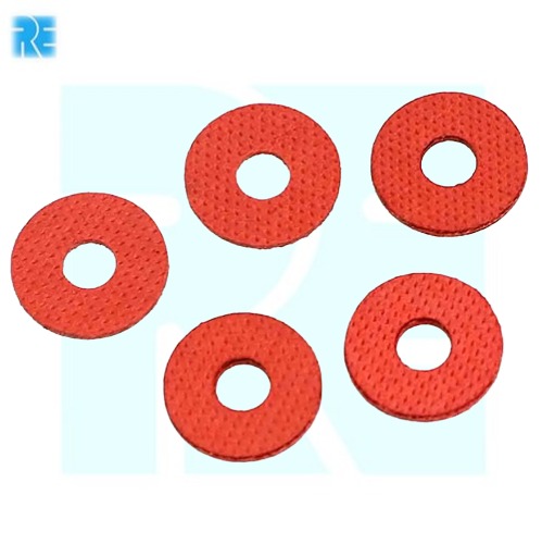 Flat Red Fiber Washer M3 x 8mm x 0.8mm image 1