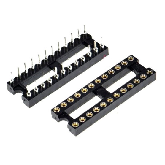 24 Pin Narrow IC Socket Gold Plated Protectron P80532411 DIP IC Holder (Protectron P80532411 IC Socket) image 1