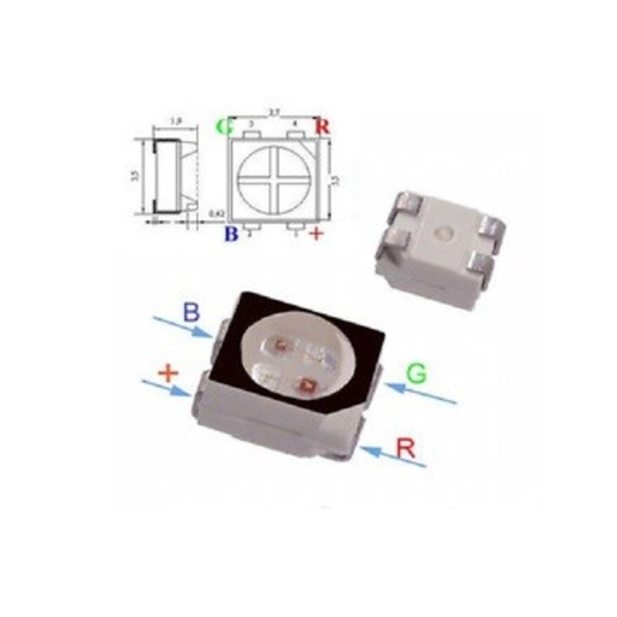 1210 RGB SMD LED (Red/Green/Blue) image 1