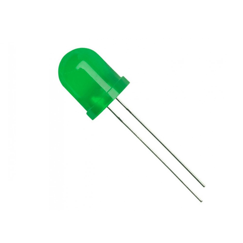 10mm Green Diffused LED Everlight (Through Hole LED) image 1