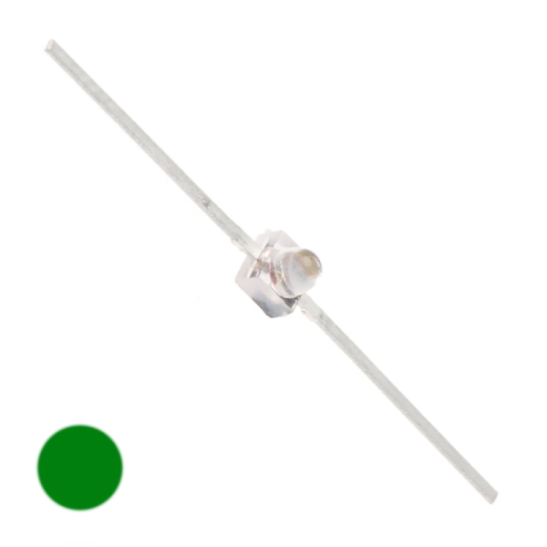 Axial Green Clear LED (Through Hole LED) image 1
