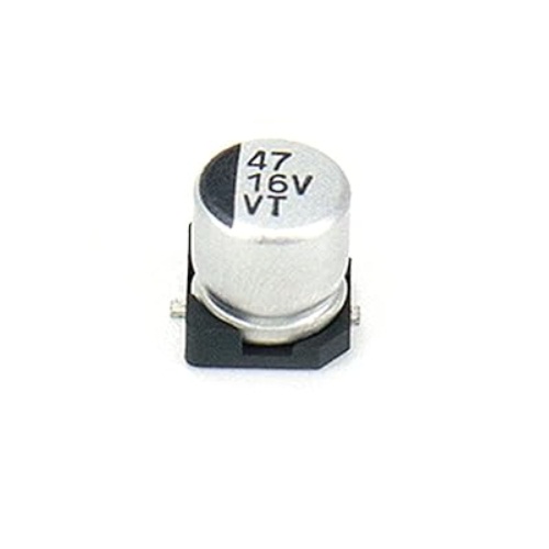 47uF 16V SMD Electrolytic Capacitor (47uF Surface Mount Aluminum Electrolytic Capacitor) image 1