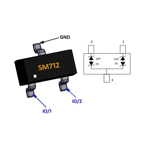 SM712.TCT TVS Diode SOT-23 (Dual Line ESD and Transient Protection Diode for Communication Interfaces) image 3