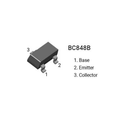 BC848B SOT-23 30V 100mA NPN Transistor (High Gain SMD Switching Transistor for Electronic Circuits) image 3