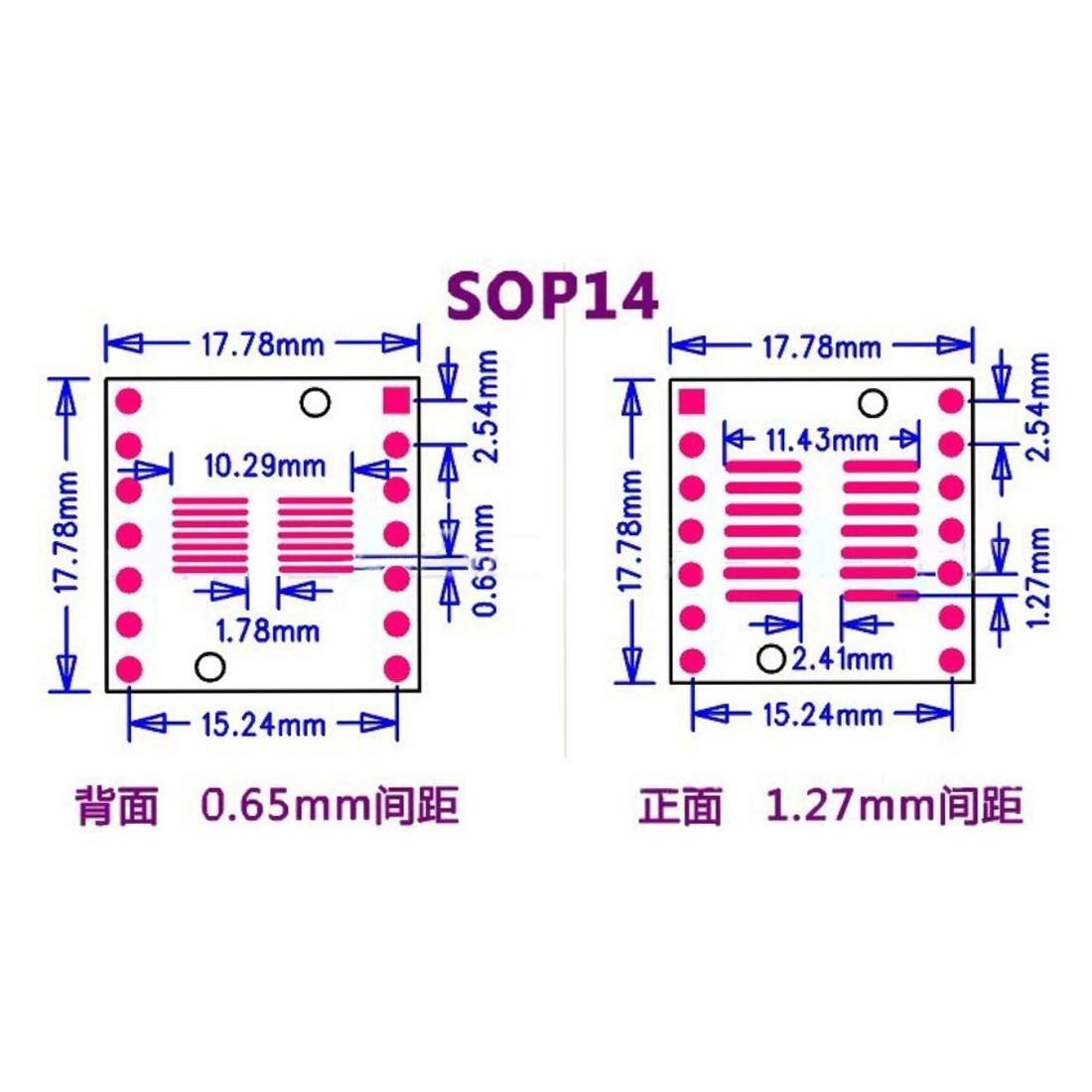 SOP14 TSSOP14 SSOP14 to DIP14 Double-Sided 2.54mm Adapter PCB (0.65mm/1.27mm Pitch IC Adapter Board) image 2