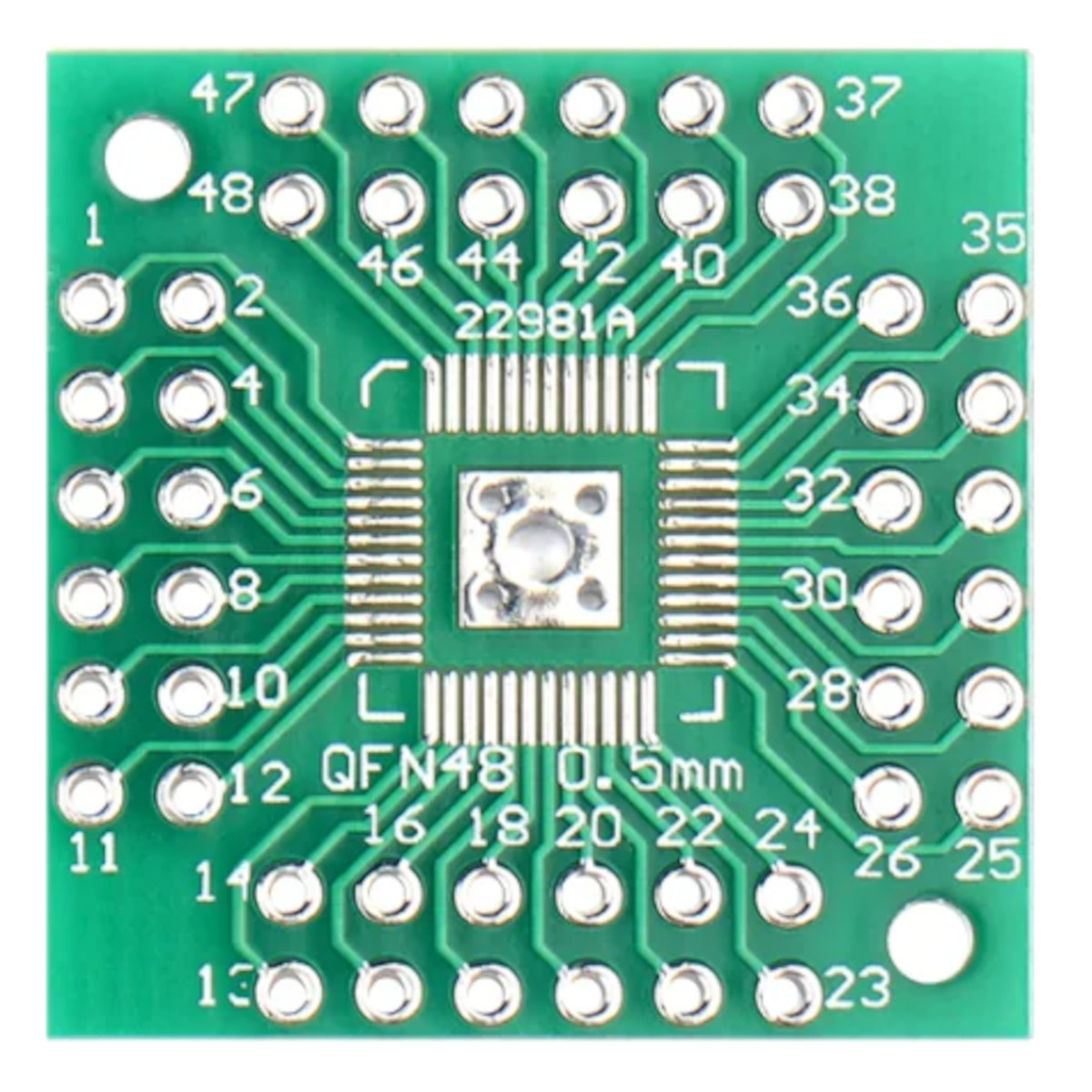 QFN48, QFN44 0.5mm to DIP Double-Sided 2.54mm Adapter PCB (QFN IC Breakout Board) image 1