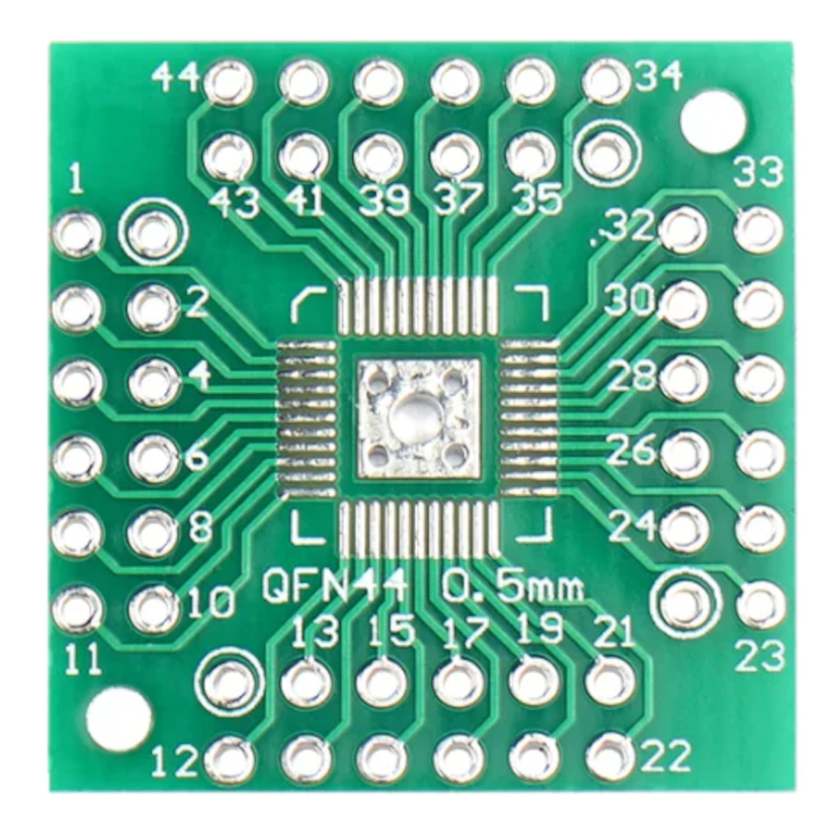 QFN48, QFN44 0.5mm to DIP Double-Sided 2.54mm Adapter PCB (QFN IC Breakout Board) image 2