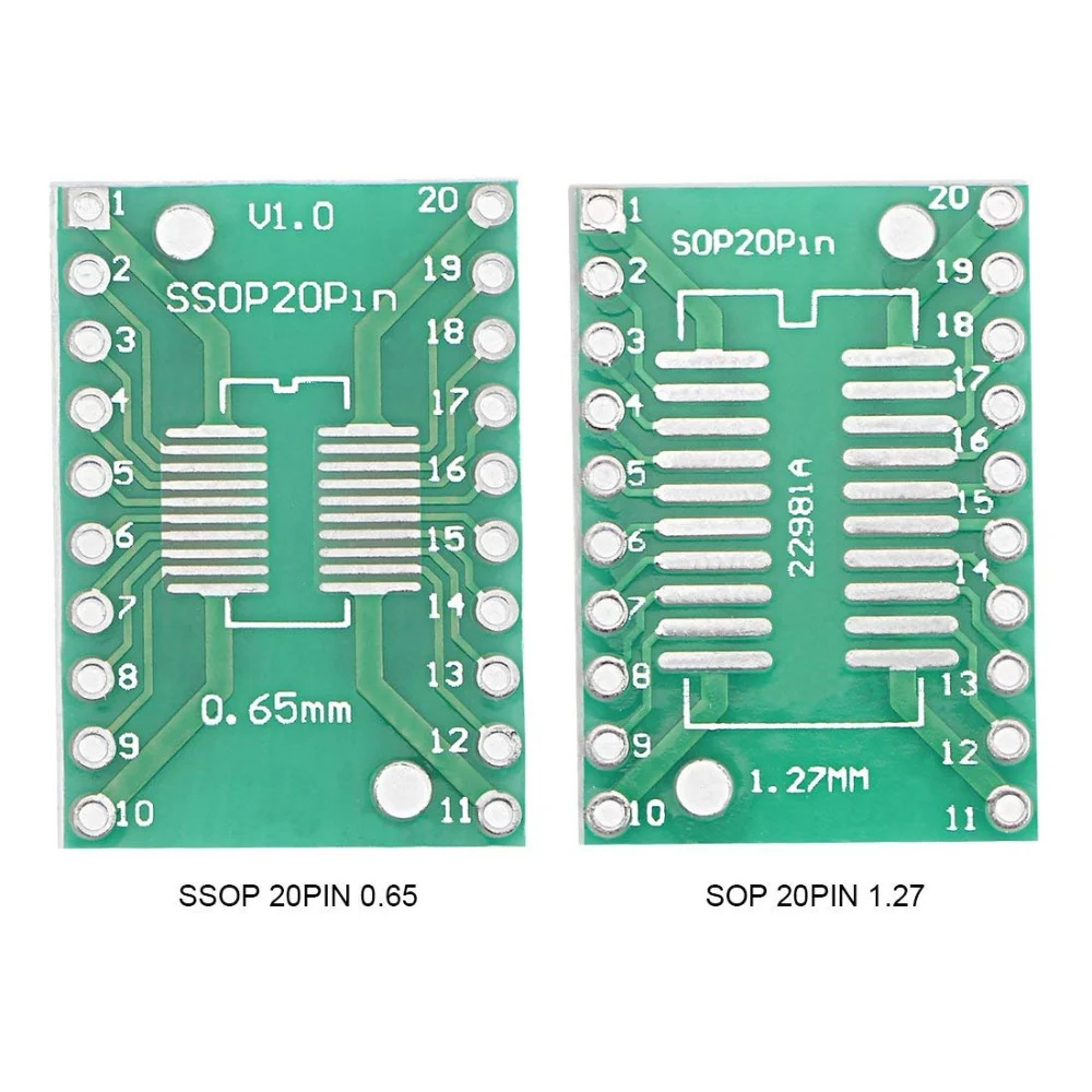 SOP20 TSSOP20 SSOP20 to DIP20 Double-Sided 2.54mm Adapter PCB (0.65mm/1.27mm Pitch IC Adapter Board) image 1