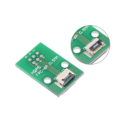 FFC FPC 6 Pin Adapter Board 0.5mm to 2.54mm with Soldered Connector (Breakout PCB FR-4) image 2