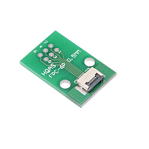 FFC FPC 6 Pin Adapter Board 0.5mm to 2.54mm with Soldered Connector (Breakout PCB FR-4) image 1