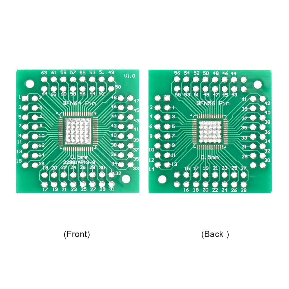 QFN56 QFN64 SMD to DIP Double-Sided 2.54mm Adapter PCB (QFN IC Breakout Board) image 1