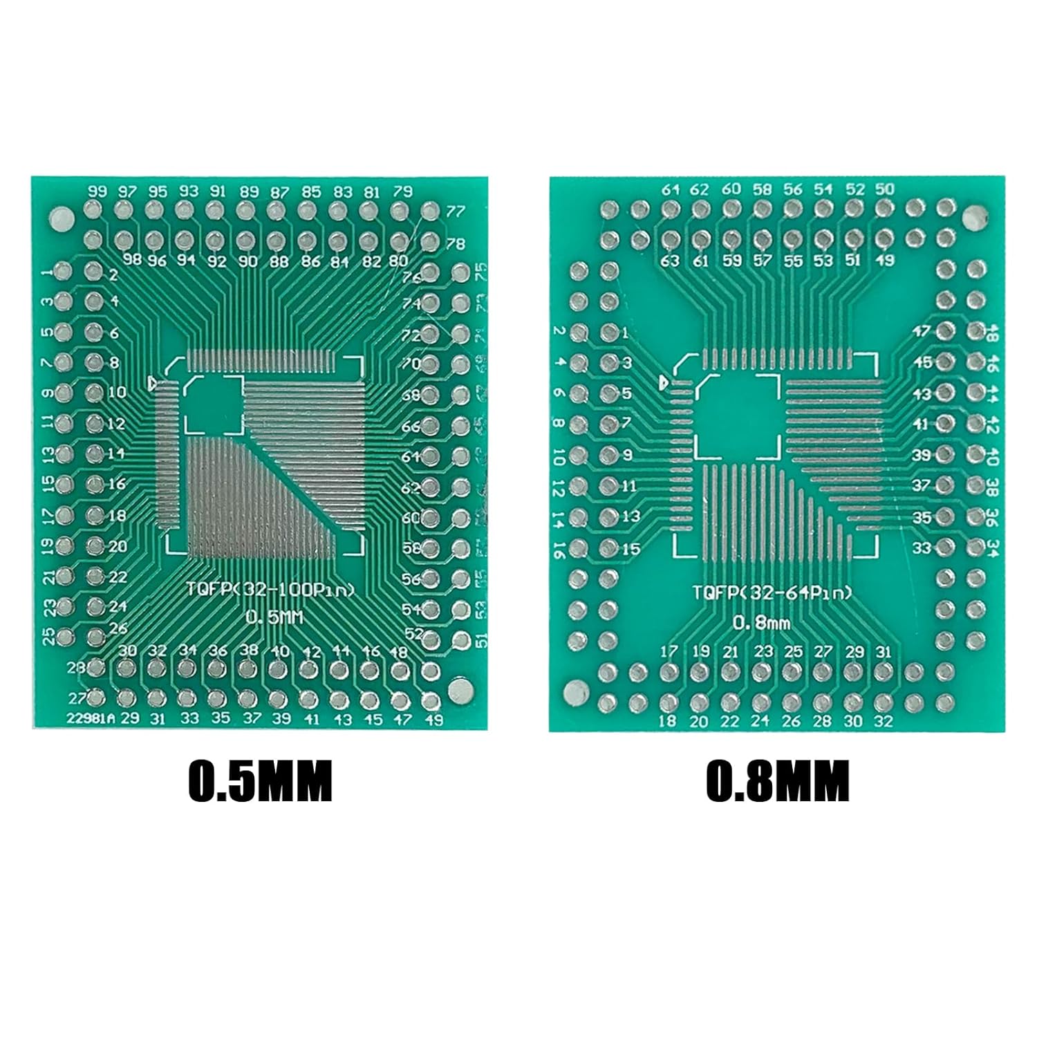 FQFP TQFP 32/44/64/80/100 LQFP to DIP Double-Sided 2.54mm Adapter PCB (0.5mm/0.8mm Pitch IC Adapter Board) image 3