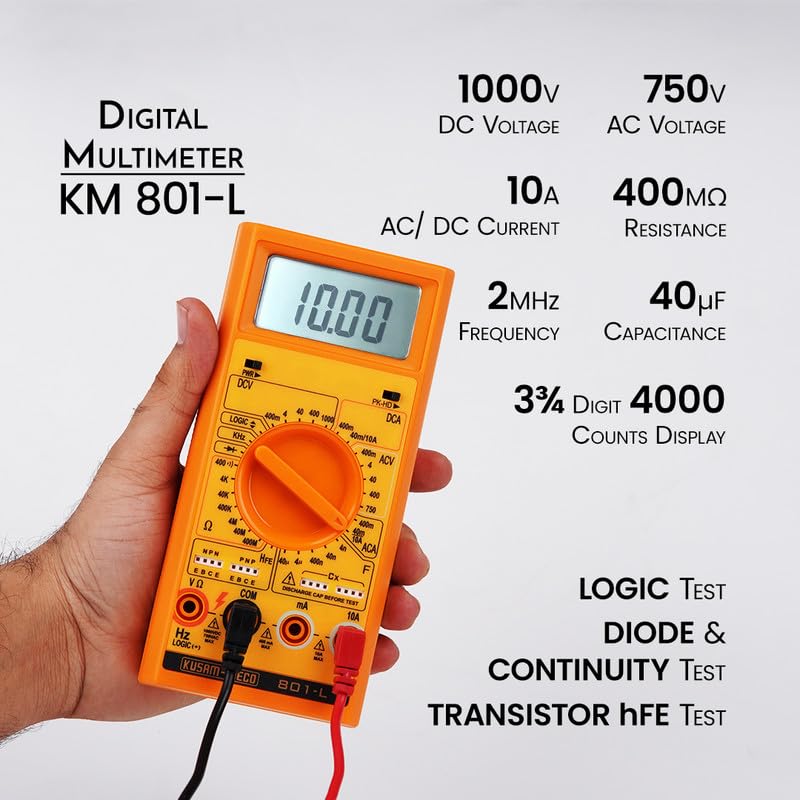 Kusam-Meco 801-L Digital Multimeter (4000 Counts, Auto Range Multimeter) image 2