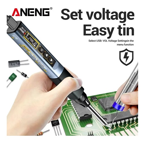 ANENG SL109 Electric Soldering Iron 75W Adjustable Temperature 100C to 450C Type-C Fast Charging Portable OLED Display Lightweight Repair Tool (Portable Digital Soldering Iron PD QC Fast Charging) image 4