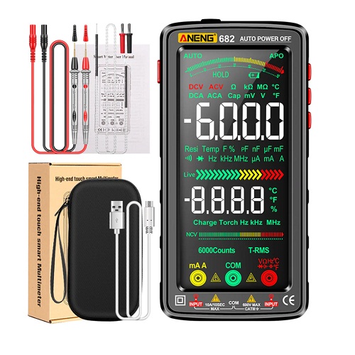 ANENG 682 Rechargeable Digital Multimeter with Large Touch Screen and Anti-Burn Technology (Smart True Digital Multimeter with Rechargeable Battery) image 1
