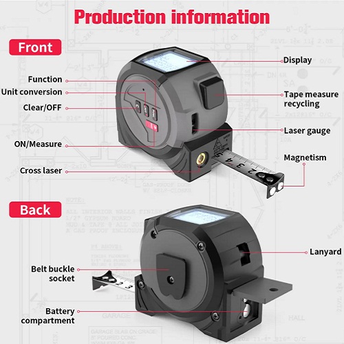 Laser Meter Tape CJY007 3 in 1 with Waterproof and Drop-resistant (Laser Distance Meter Steel Tape Measure Cross Line Laser) image 3
