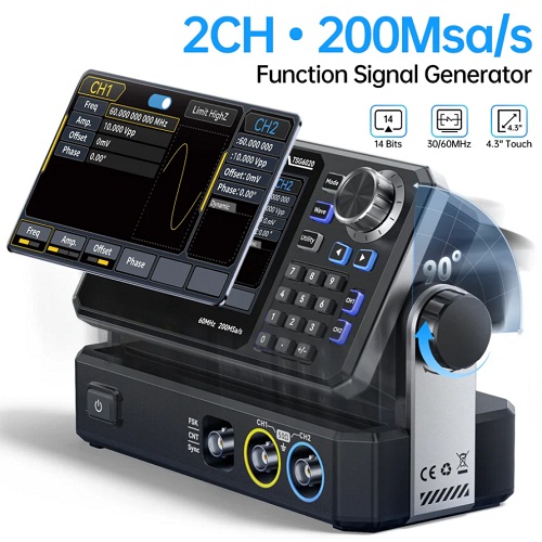 FNIRSI TSG6020 2CH 200MSa/s Function Signal Generator (Dual Channel 60MHz Arbitrary Waveform Generator with Touchscreen) image 3