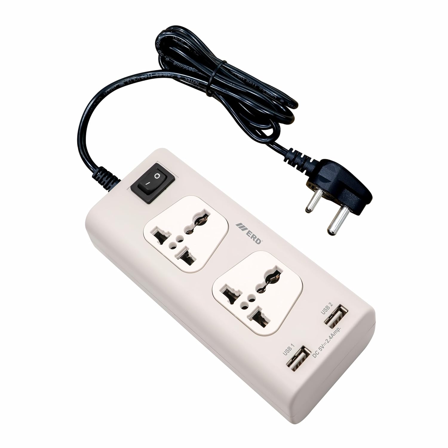 ERD EB-22 USB Charger Extension Board (2 Socket Power Strip with USB Charging) image 1