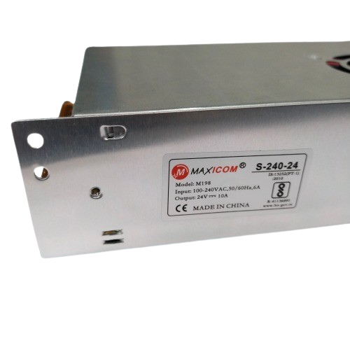 MAXICOM 24V 10A SMPS DC Industrial Metal Power Supply with Cooling Fan M198 (240W Switching Power Supply) image 1