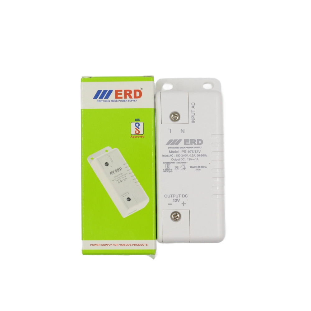 ERD Power Supply PS-10T 12V DC 1A Adapter (Regulated SMPS Power Adapter) image 1