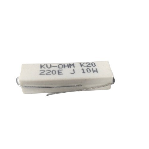 220E 10W 5% Axial Lead  Ceramic Encased White Wire Wound Resistors       image 1