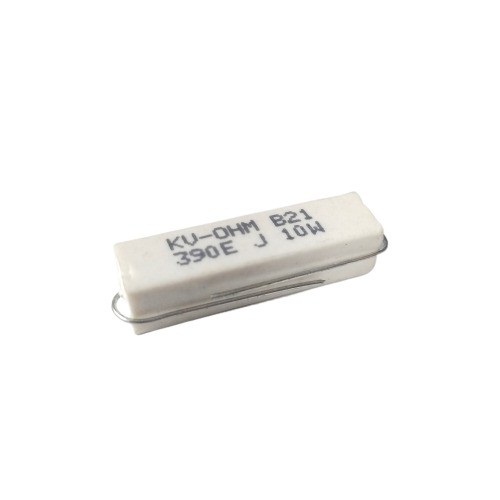 390 Ohm 10W 5% Axial Lead Ceramic Encased Wire Wound Resistor (White Ceramic Body, Through-Hole Mounting) image 1