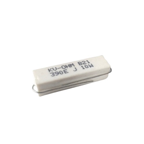 390E 10W 5% Axial Lead  Ceramic Encased White Wire Wound Resistors     image 1