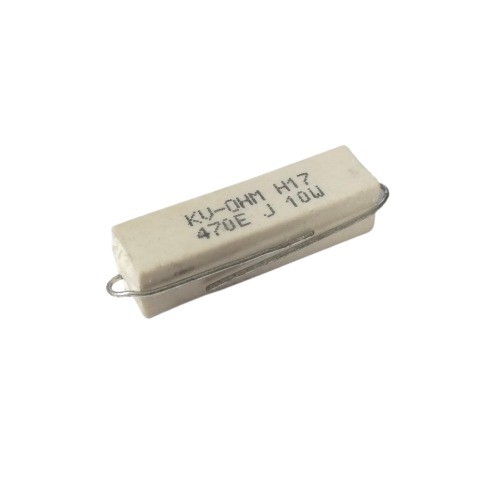 470E 10W 5% Axial Lead  Ceramic Encased White Wire Wound Resistors     image 1