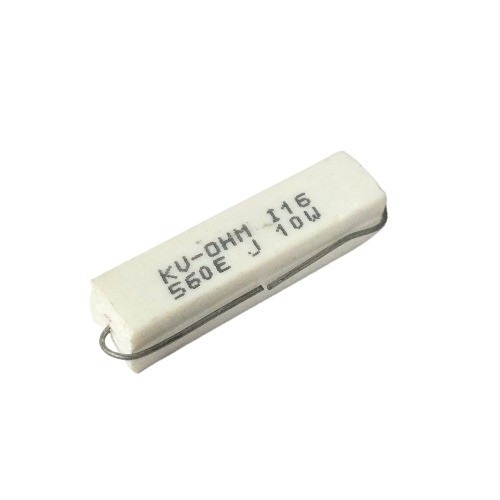 560 Ohm 10W 5% Axial Lead Ceramic Encased Wire Wound Resistor (White Ceramic Body, Through-Hole Mounting) image 1