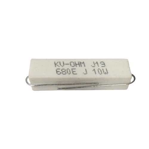 680E 10W 5% Axial Lead  Ceramic Encased White Wire Wound Resistors  image 1