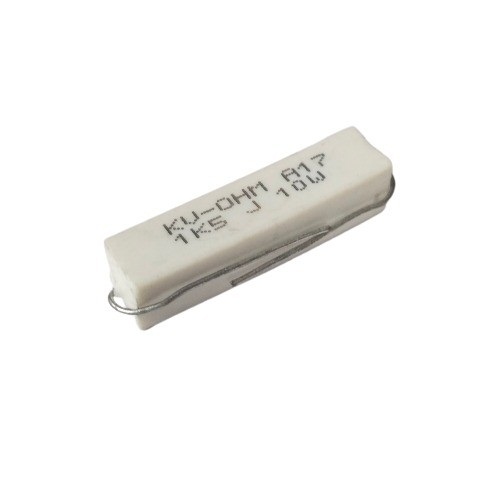 1.5K Ohm 10W 5% Axial Lead Ceramic Encased Wire Wound Resistor (White Ceramic Body, Through-Hole Mounting) image 1