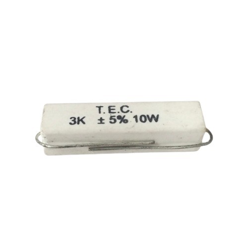 3K 10W 5% Axial Lead  Ceramic Encased White Wire Wound Resistors  image 1