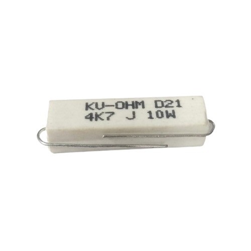 4.7K Ohm 10W 5% Axial Lead Ceramic Encased Wire Wound Resistor (White Ceramic Body, Through-Hole Mounting) image 1