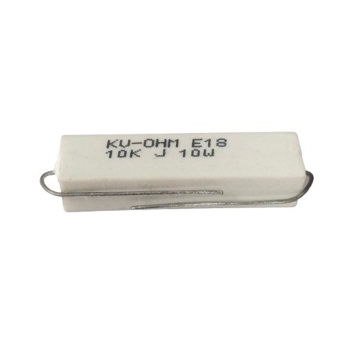 10K Ohm 10W 5% Axial Lead Ceramic Encased Wire Wound Resistor (White Ceramic Body, Through-Hole Mounting) image 1