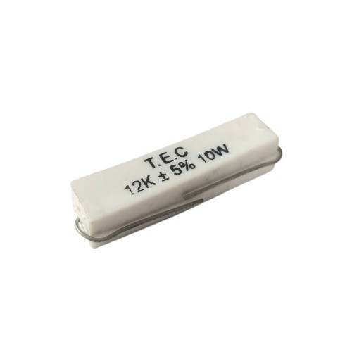 12K 10W 5% Axial Lead  Ceramic Encased White Wire Wound Resistors    image 1